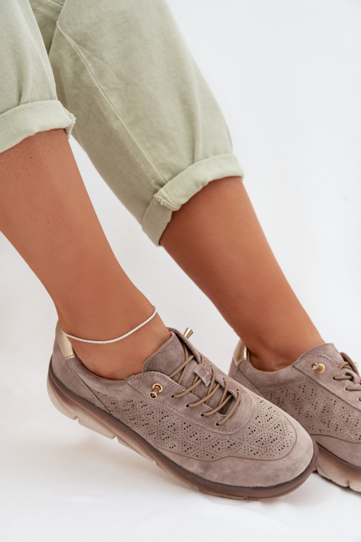 Leer Sneakers model schoenen Dames met elementen van opengeInerkt Sergio Leone SP-002 grijs