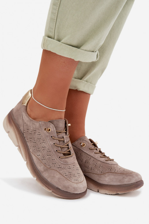 Leer Sneakers model schoenen Dames met elementen van opengeInerkt Sergio Leone SP-002 grijs