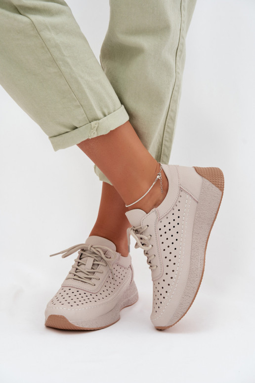 Leer schoenen Sneakers model schoenen Dames met elementen van opengeInerkt Sergio Leone SP-013 grijs