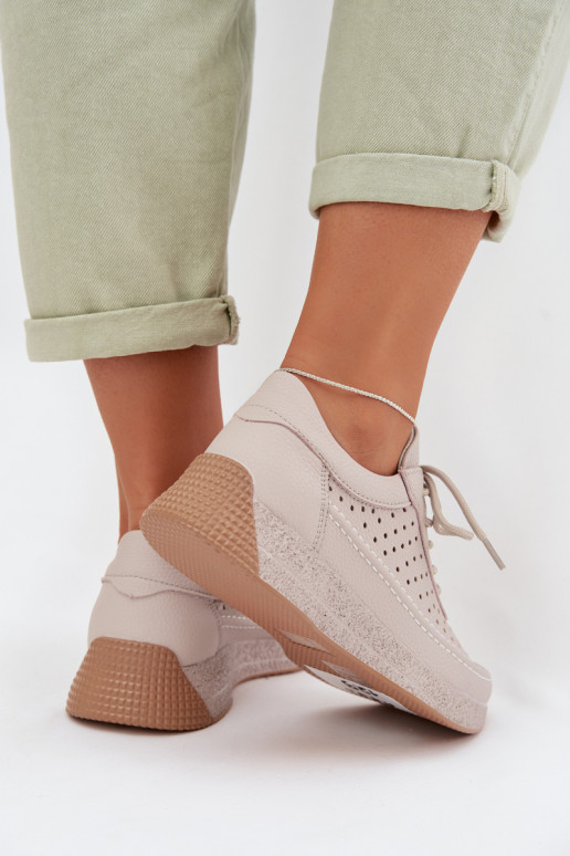 Leer schoenen Sneakers model schoenen Dames met elementen van opengeInerkt Sergio Leone SP-013 grijs