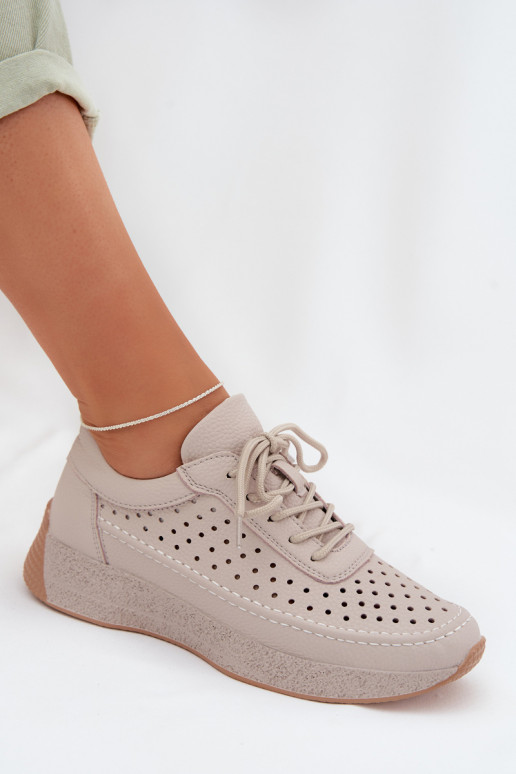 Leer schoenen Sneakers model schoenen Dames met elementen van opengeInerkt Sergio Leone SP-013 grijs