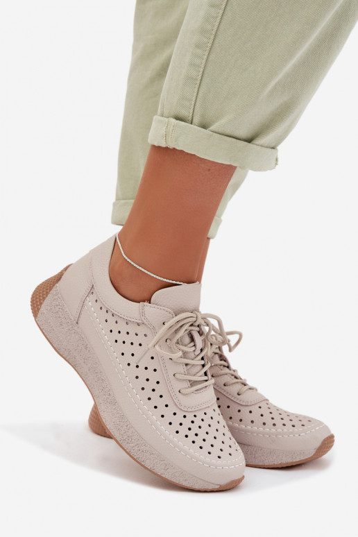 Leer schoenen Sneakers model schoenen Dames met elementen van opengeInerkt Sergio Leone SP-013 grijs