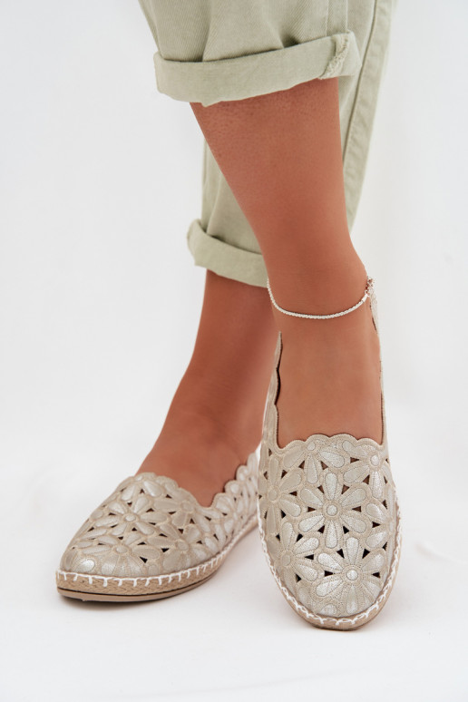 Dames Persistent model Ballerinas met bloemen gouden kleur Vennice