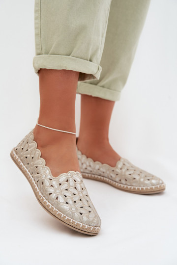 Damesballetschoenen met bloemenmotieven in goud Vennice 2