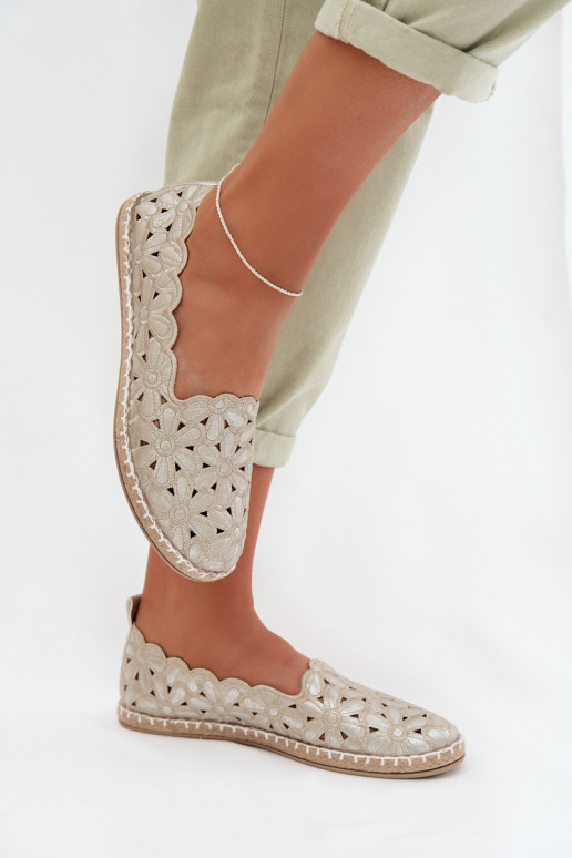 Dames Persistent model Ballerinas met bloemen gouden kleur Vennice