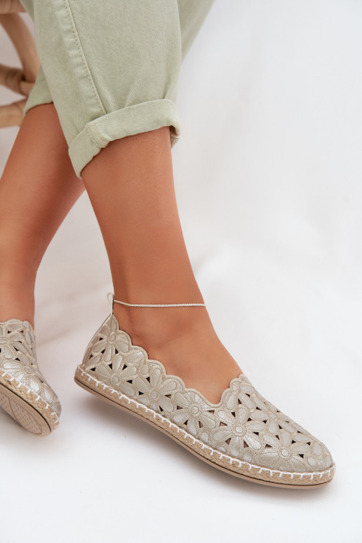 Dames Persistent model Ballerinas met bloemen gouden kleur Vennice