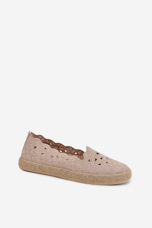 Espadrilles met elementen van opengeInerkt met bloemen beige Merivelle