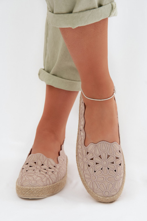Espadrilles met elementen van opengeInerkt met bloemen beige Merivelle