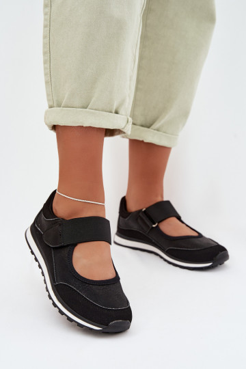 Dames sneakers in sportieve stijl met klittenbandsluitingen in zwart Aveliette 2