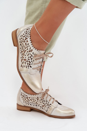 Leer met elementen van opengeInerkt schoenen Dames Zazoo 3195 gouden kleur