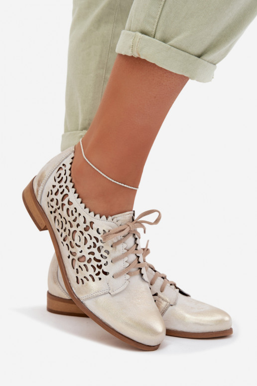 Leer met elementen van opengeInerkt schoenen Dames Zazoo 3195 gouden kleur