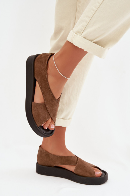 Dames sandalenOpturalnego van suèdeu Zazoo 3196 bruine kleur