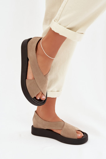 Dames sandalen van natuurlijk suède Zazoo 3196 in zandkleur