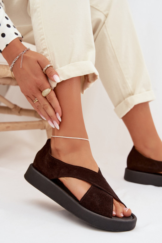 Dames sandalenOpturalnego van suèdeu Zazoo 3196 CzekoladoIne