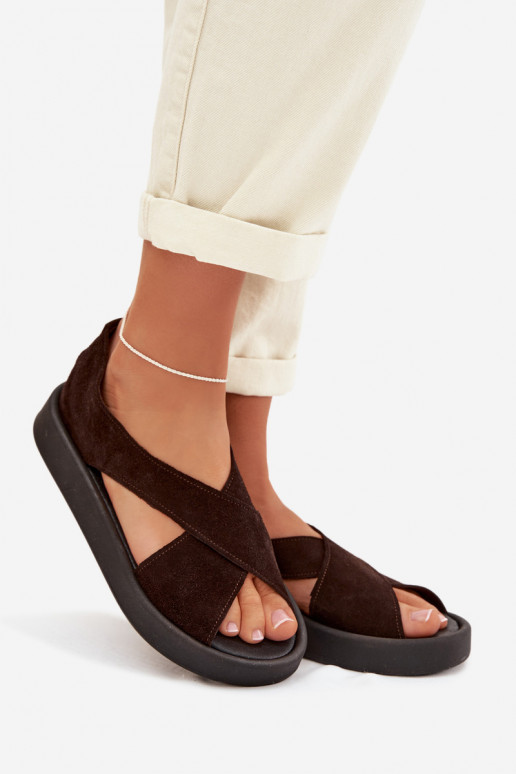 Dames sandalenOpturalnego van suèdeu Zazoo 3196 CzekoladoIne