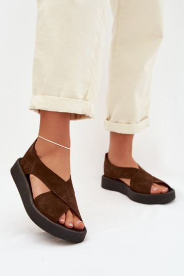 Dames sandalenOpturalnego van suèdeu Zazoo 3196 bruine kleur