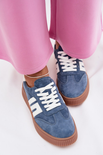 Blauwe damesschoenen van natuurlijk suede Delyssia