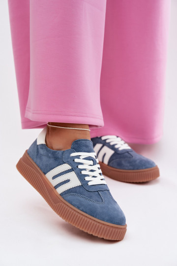 Blauwe damesschoenen van natuurlijk suede Delyssia 2