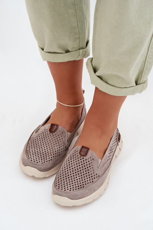 met elementen van opengeInerkt schoenenOpturalnego van suèdeu grijs Ravinette