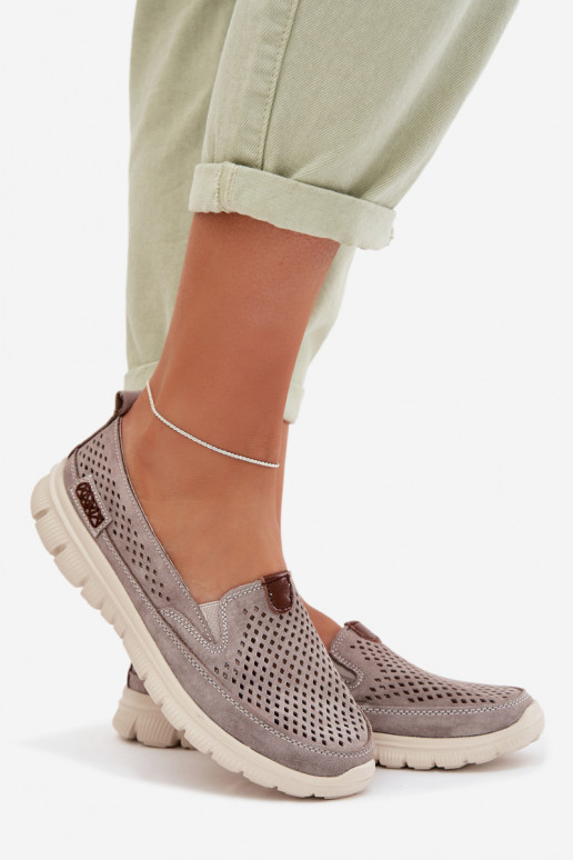 met elementen van opengeInerkt schoenenOpturalnego van suèdeu grijs Ravinette