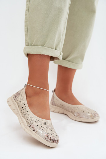 Leer OpengeInerkte ballerinas S.Barski GR61-5973 beige