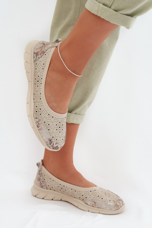 Leer OpengeInerkte ballerinas S.Barski GR61-5973 beige