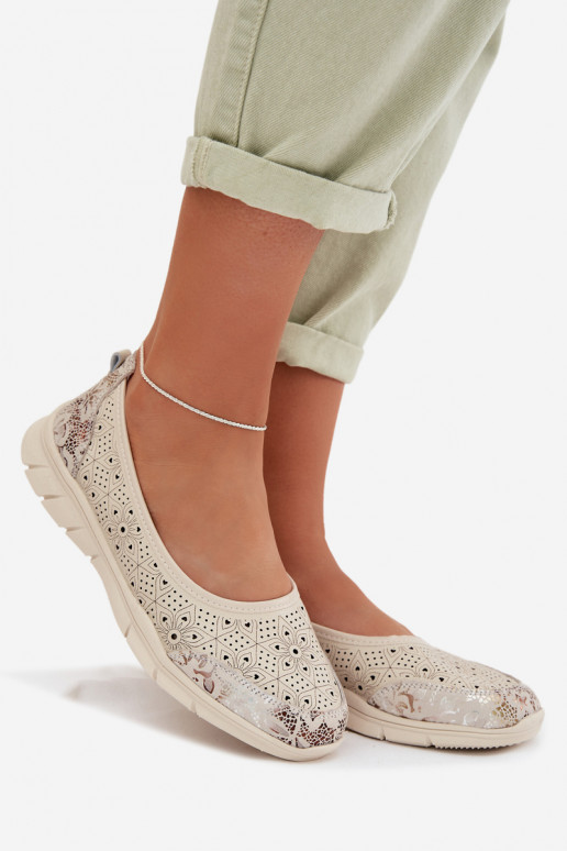 Leer OpengeInerkte ballerinas S.Barski GR61-5973 beige
