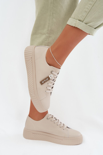 Sneakers model schoenen DamesOpturalnej Skóry D&A GR61-5591 beige