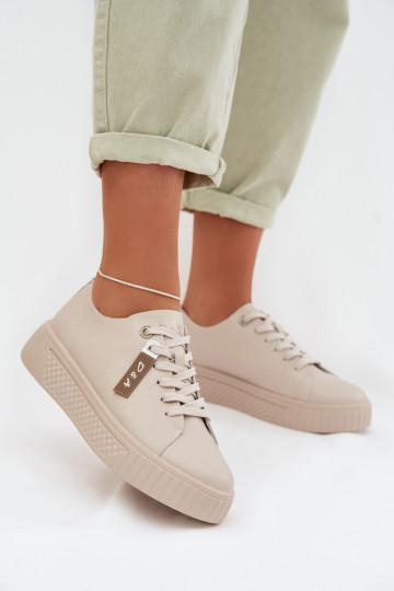 Sneakers model schoenen DamesOpturalnej Skóry D&A GR61-5591 beige 2