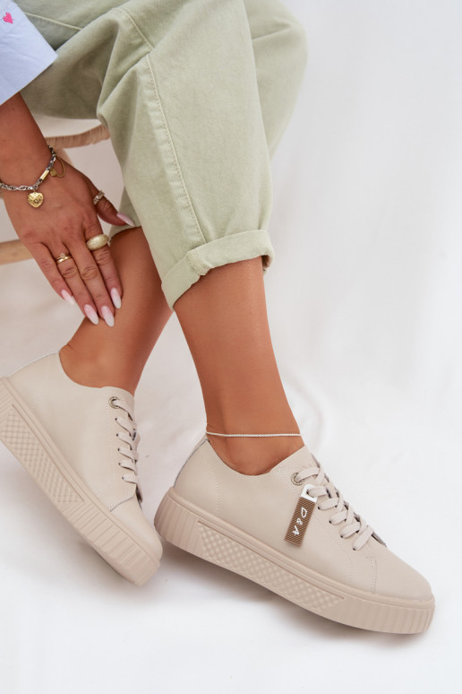 Sneakers model schoenen DamesOpturalnej Skóry D&A GR61-5591 beige