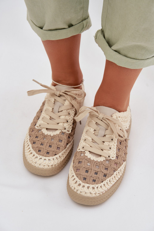 met patronen Leer schoenen Dames D&A GR61-5951 beige