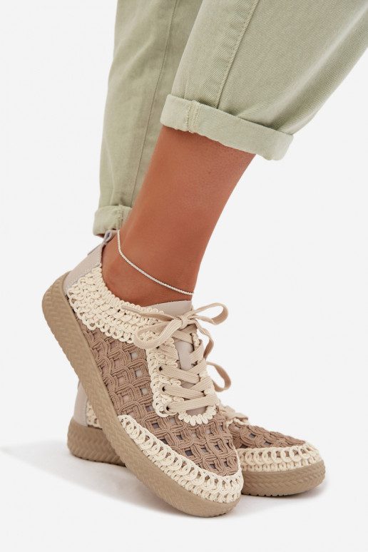 met patronen Leer schoenen Dames D&A GR61-5951 beige