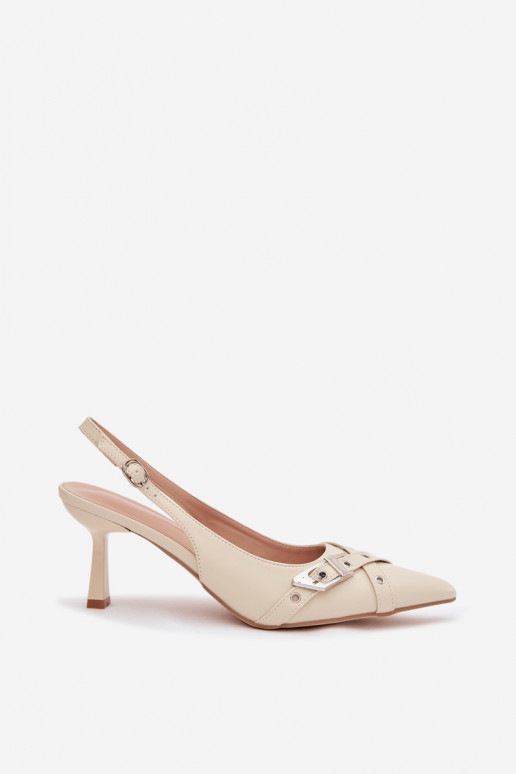 Dames sandalen met dunne hakken Met Strepen I met gespen beige Parina