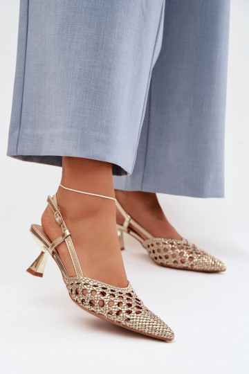 Sandalen met patroon Dames met hakken gouden kleur Selinae