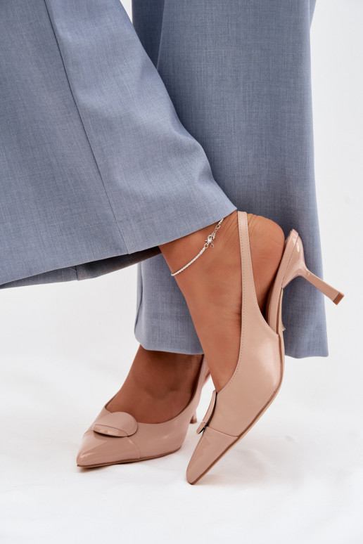 Dames sandalen met dunne hakken Met sierlijk Detalem beige Het heeftriae