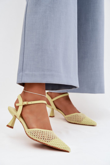 Dames sandalen met hakken met rooster geel Brilora 2