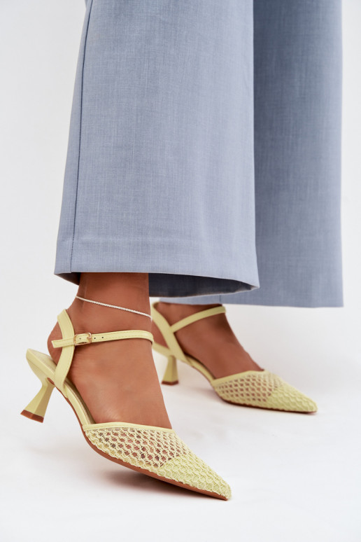 Dames sandalen met hakken met rooster geel Brilora