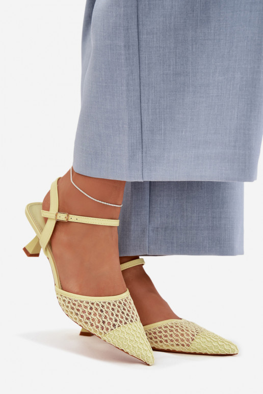 Dames sandalen met hakken met rooster geel Brilora