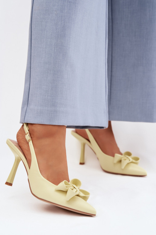 Dames sandalen met dunne hakken met linten geel Jonera
