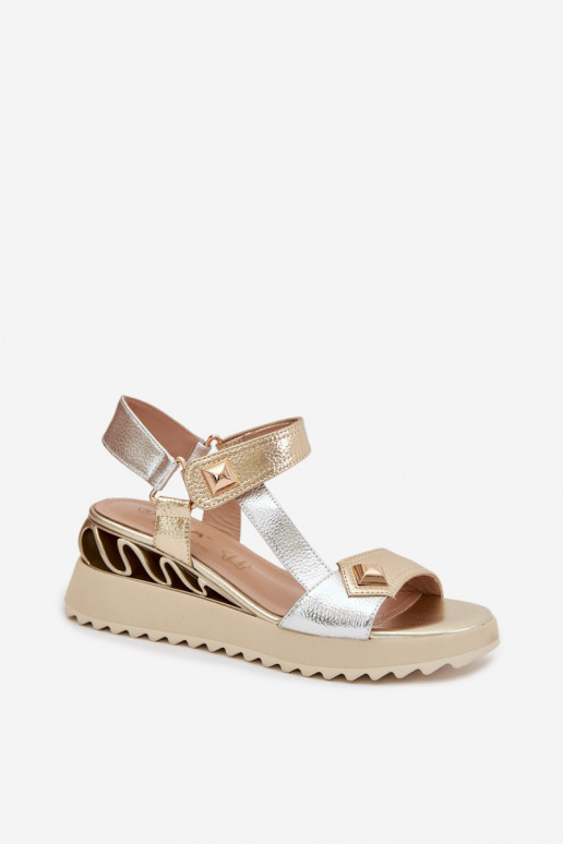 Dames sandalen Dames met platform D&A CR61-3078 gouden kleur