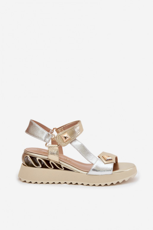 Dames sandalen Dames met platform D&A CR61-3078 gouden kleur