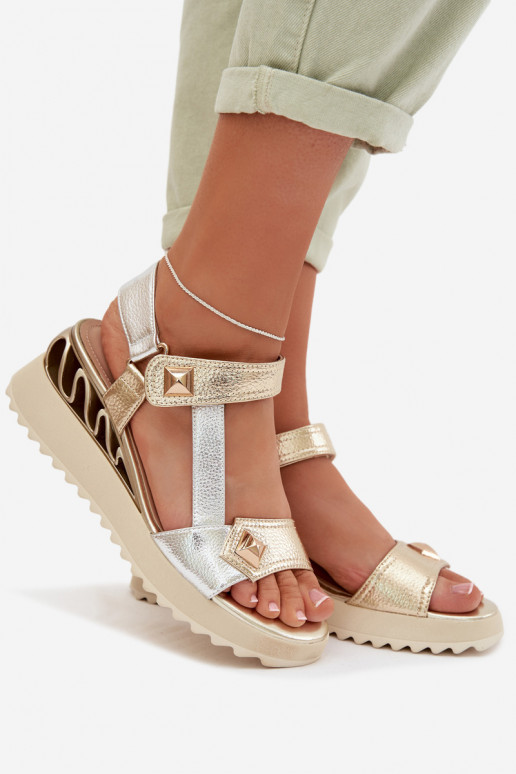 Dames sandalen Dames met platform D&A CR61-3078 gouden kleur