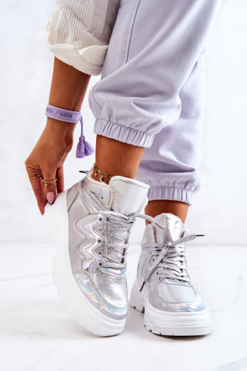 Sportieve stijl schoenen opInarmen zilvere kleur Joenne 2