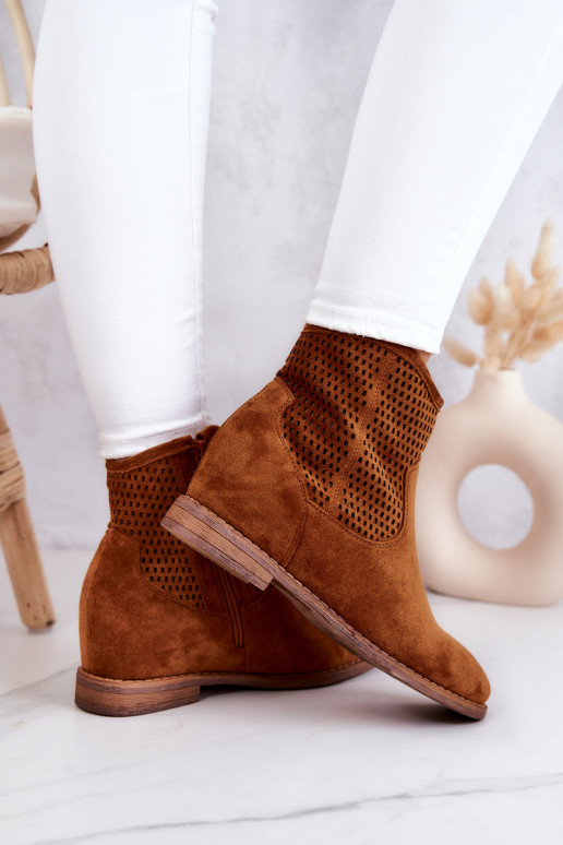 van suède Dames Laarzen met een verborgen platform bruine kleur Solene