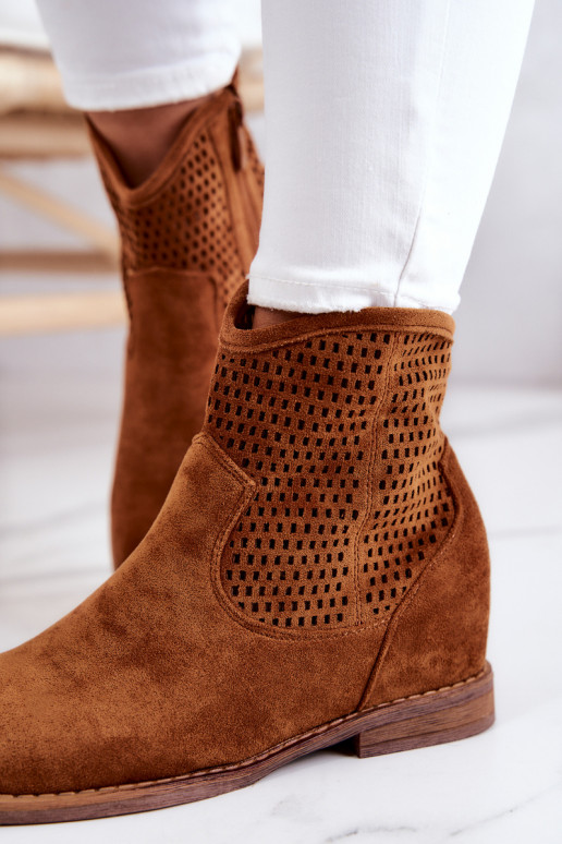 van suède Dames Laarzen met een verborgen platform bruine kleur Solene