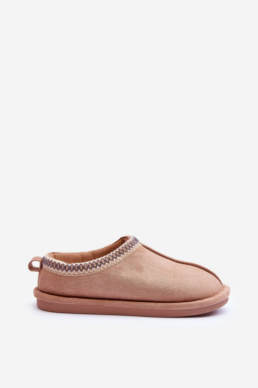 Dames van suède slippers met bont beige Polinna