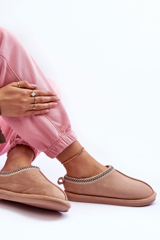 Dames van suède slippers met bont beige Polinna