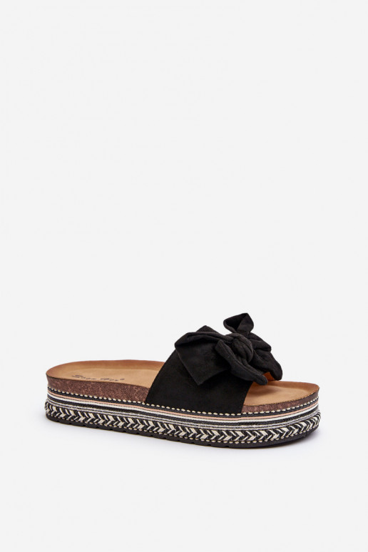 Damespantoffels met platform met linten zInart Evatria