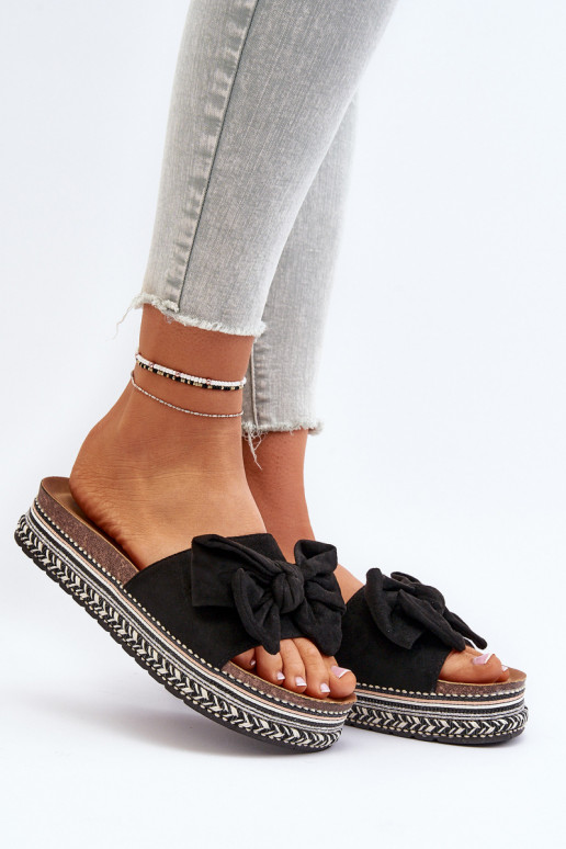 Damespantoffels met platform met linten zInart Evatria