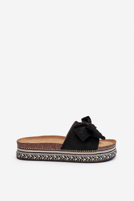 Damespantoffels met platform met linten zInart Evatria